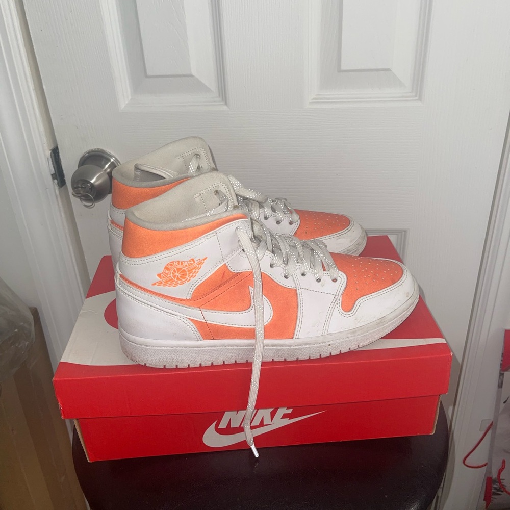 Women’s Nike Air Jordan High-Top Sneakers - Orange and White